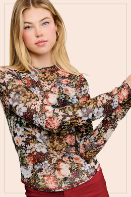 LM Floral Mesh Top