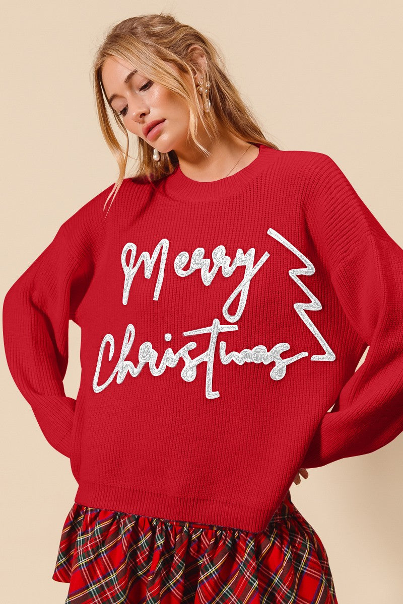 SM Merry Christmas Tinsel Sweater