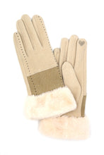Load image into Gallery viewer, FME Two Tone Stitch Faux Fur Gloves