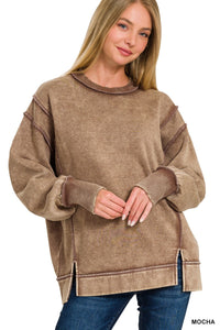 ZA Fleece Side Slit Sweater