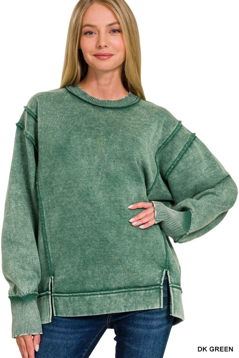 ZA Fleece Side Slit Sweater
