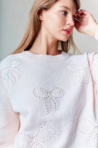 RR Pearl-Embellished Bow Sweater