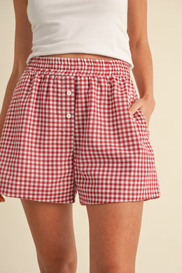 Aw Red Gingham Shorts