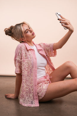 VJ Button Front & Shorts Set