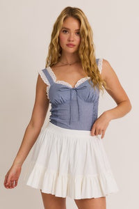 LL Blue Smocked Bodysuit