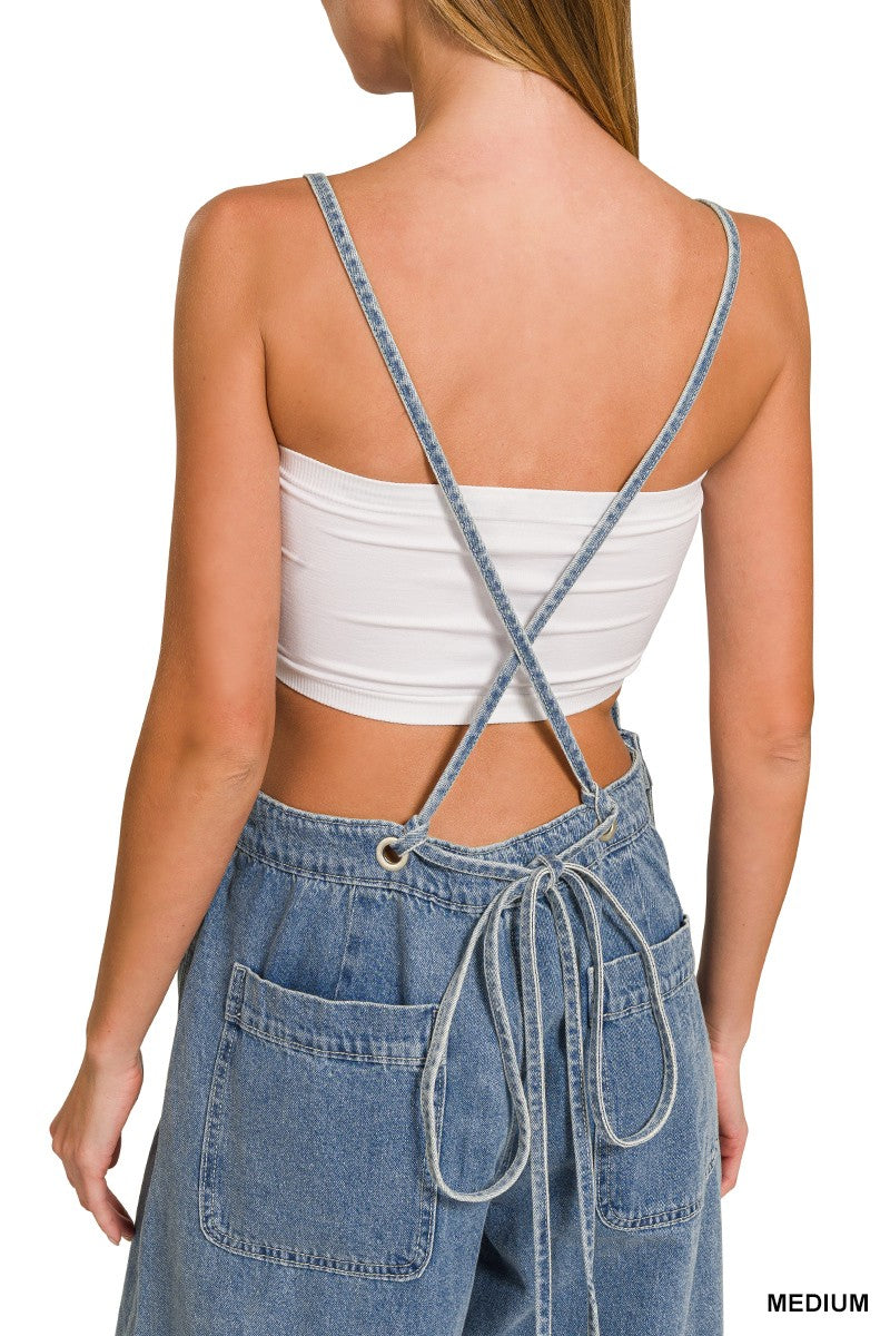 ZA Wide Leg Denim Overalls