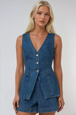 WL Long Line Denim Vest