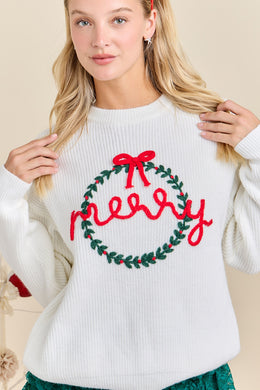 MS Merry Wreath Sweater