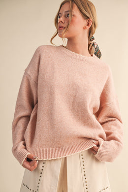 &M Contrast Knit Scalloped Edge Sweater