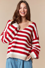 Load image into Gallery viewer, PL Deep Vneck Stripe Sweater
