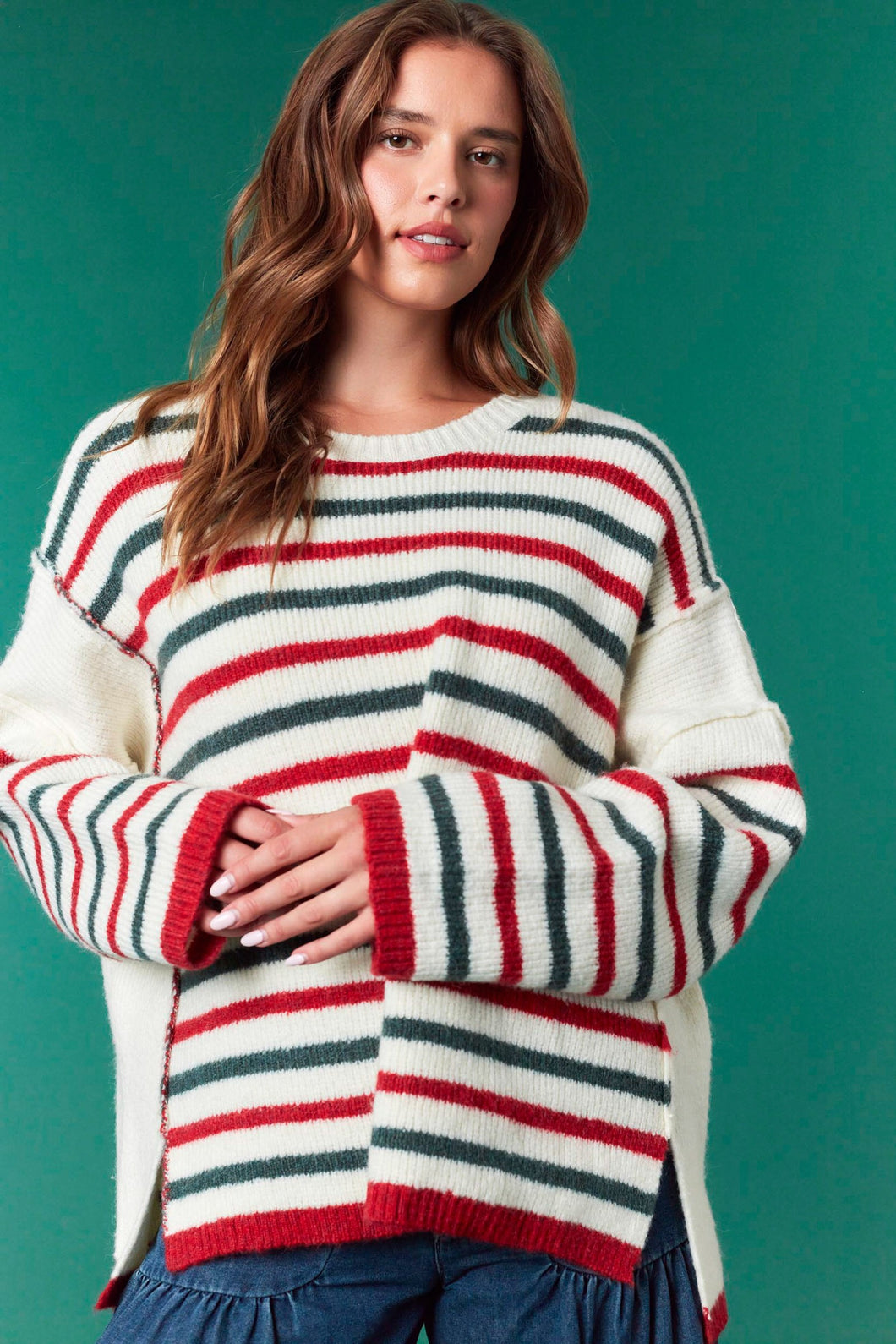 FF Stripe Edge Cut Sweater