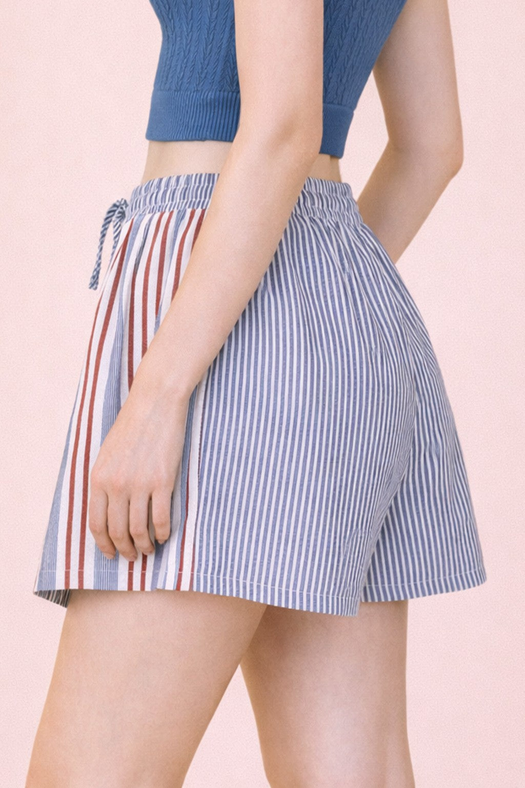 VJ Stripe Woven Top & Shorts Set