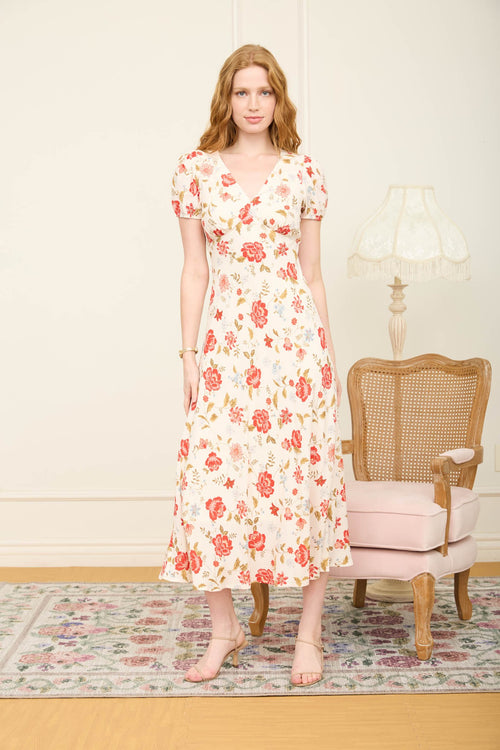 BP Red Floral Midi Dress