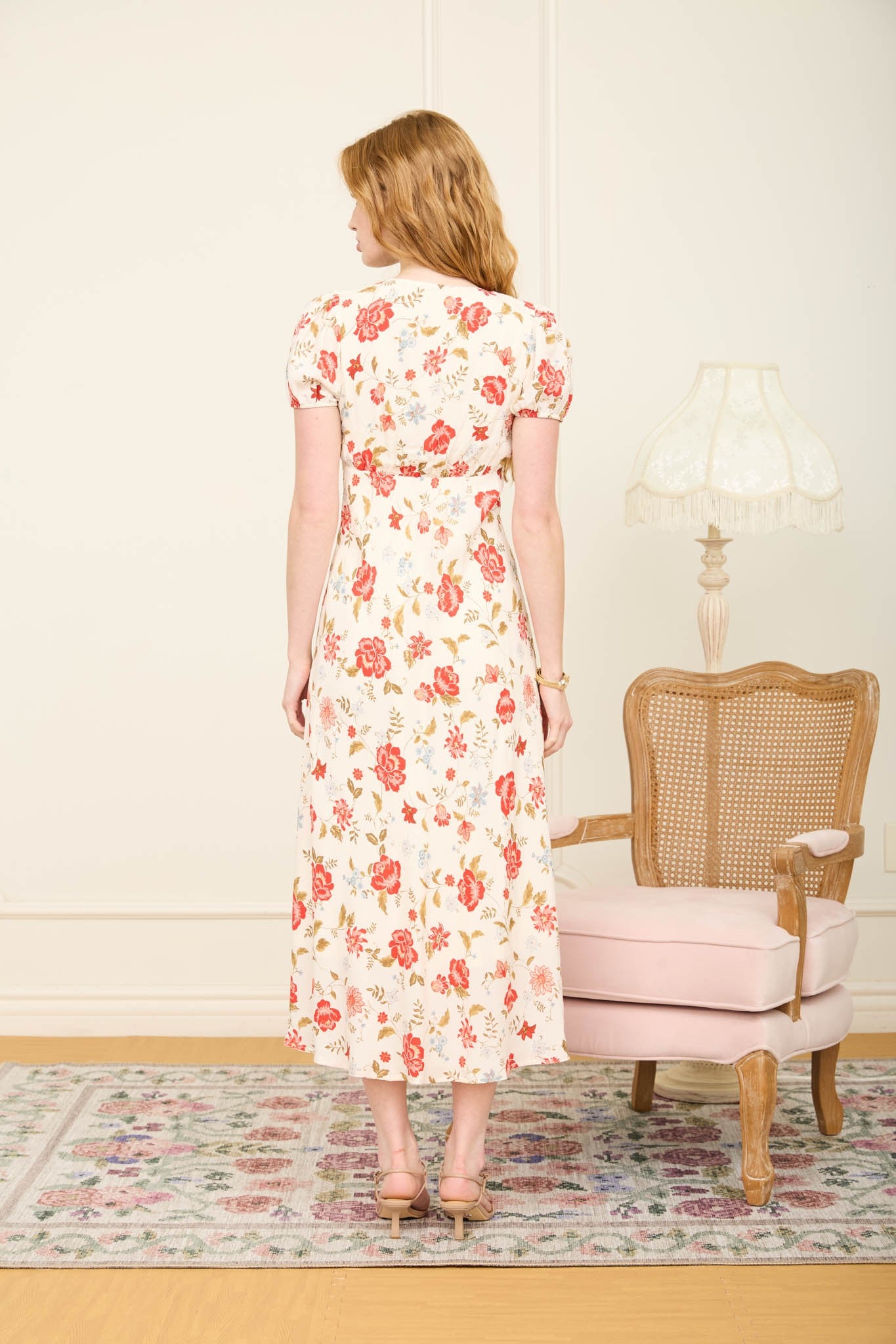 BP Red Floral Midi Dress