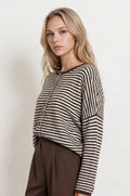 BP Stripe Raw Edge Drop Shoulder Knit Cardigan