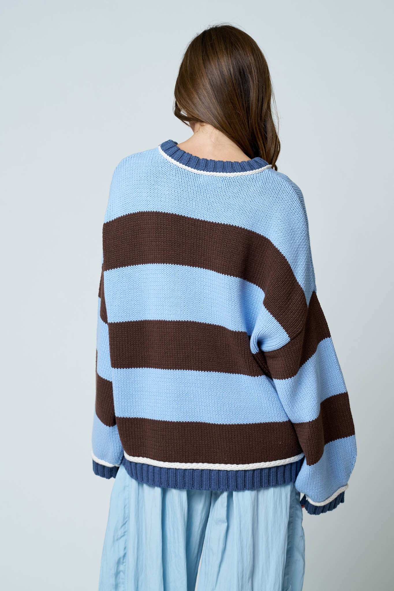BP Oversized Stripe Crew Neck LS Sweater