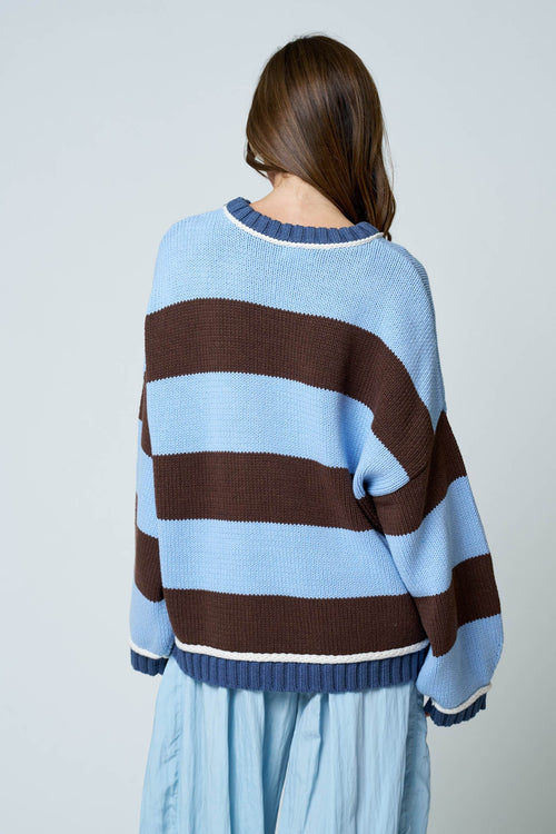 BP Oversized Stripe Crew Neck LS Sweater
