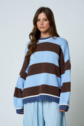 BP Oversized Stripe Crew Neck LS Sweater