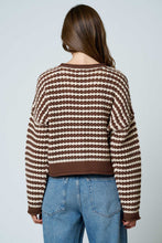 Load image into Gallery viewer, BP Crochet Stripe Knit Down Cardigan