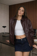 BP Faux Leather Bomber Jacket