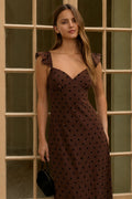BP Polka Dot Flock Sweetheart Midi Dress