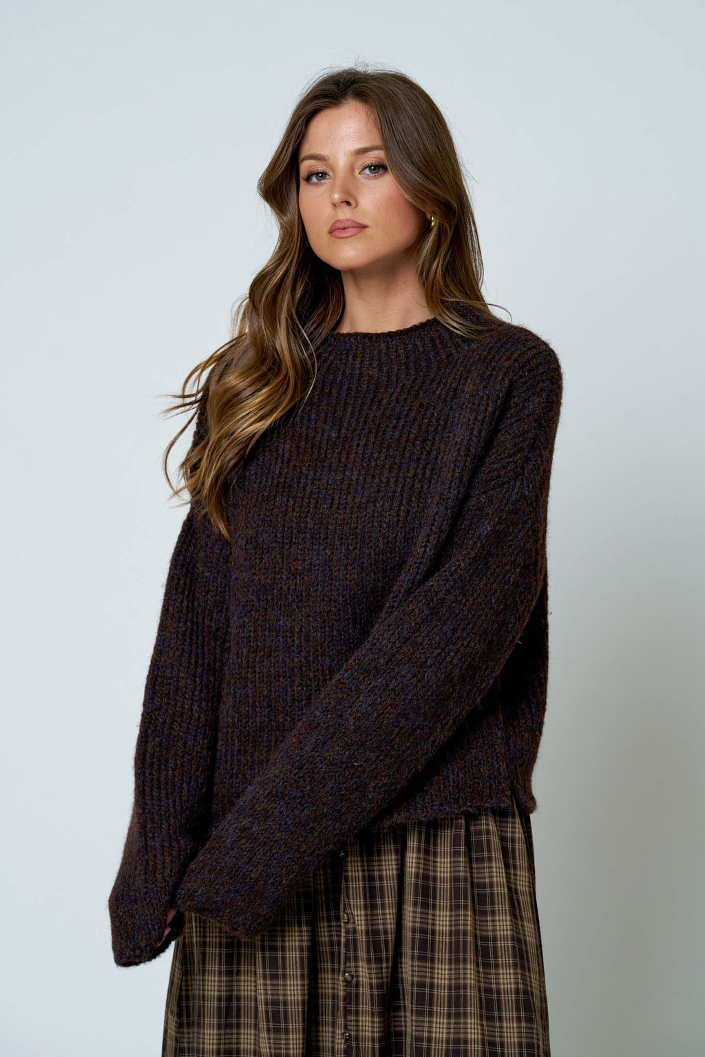 BP Mock Neck Long Sleeve Oversized Knit Sweater