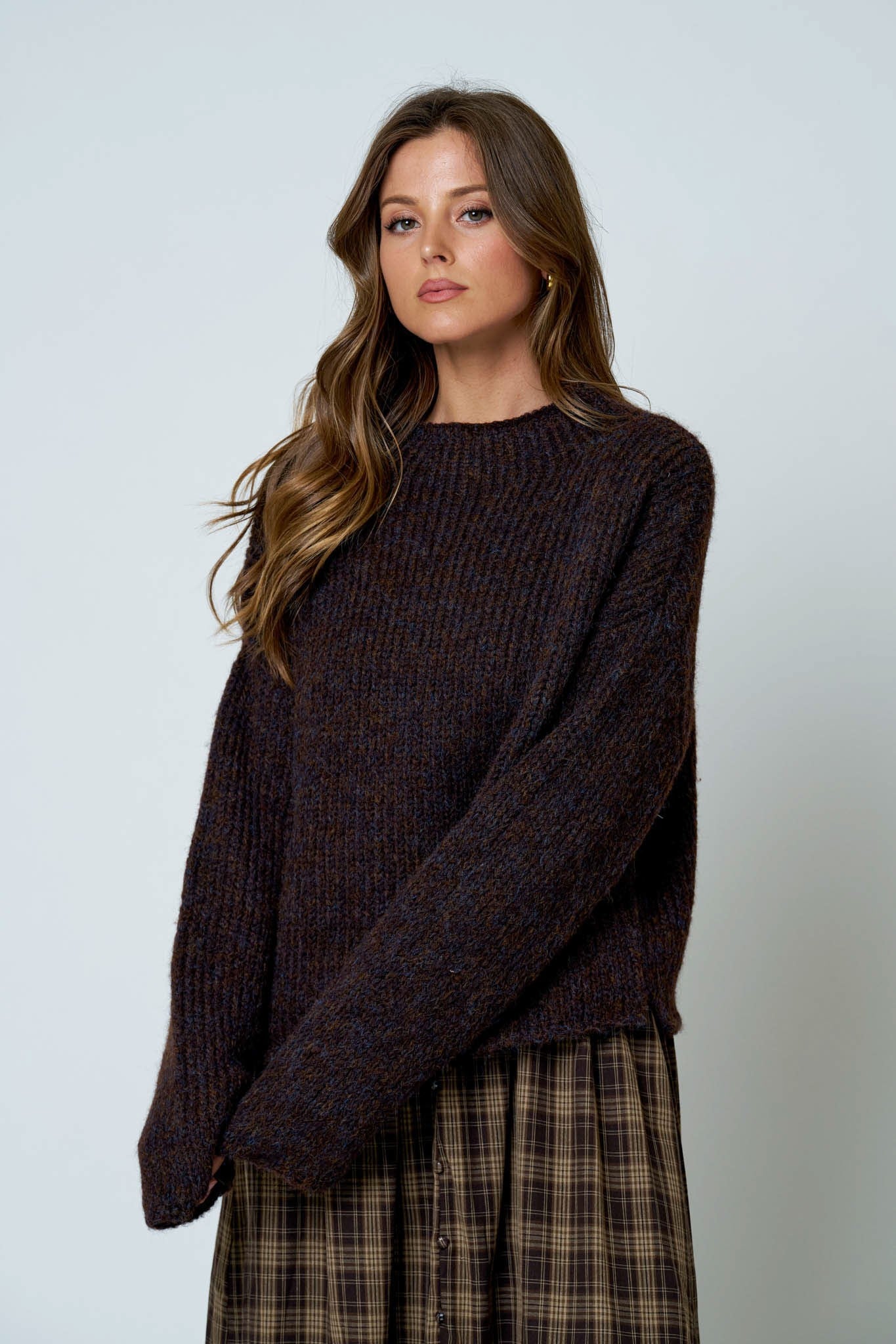 BP Mock Neck Long Sleeve Oversized Knit Sweater