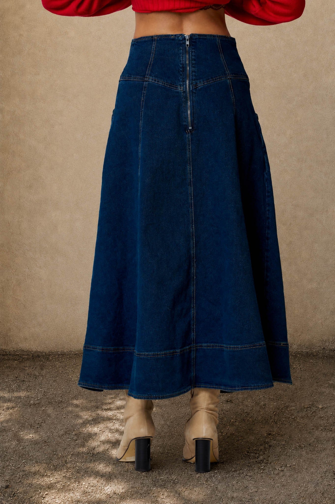 BP Lace Up Corset Denim Skirt
