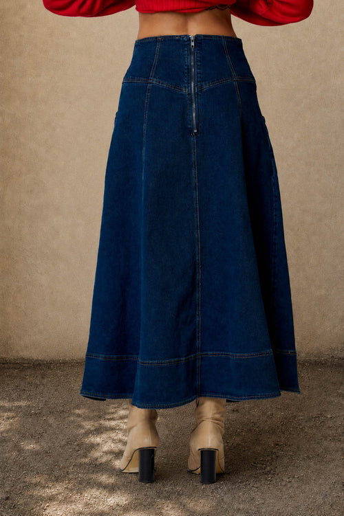 BP Lace Up Corset Denim Skirt