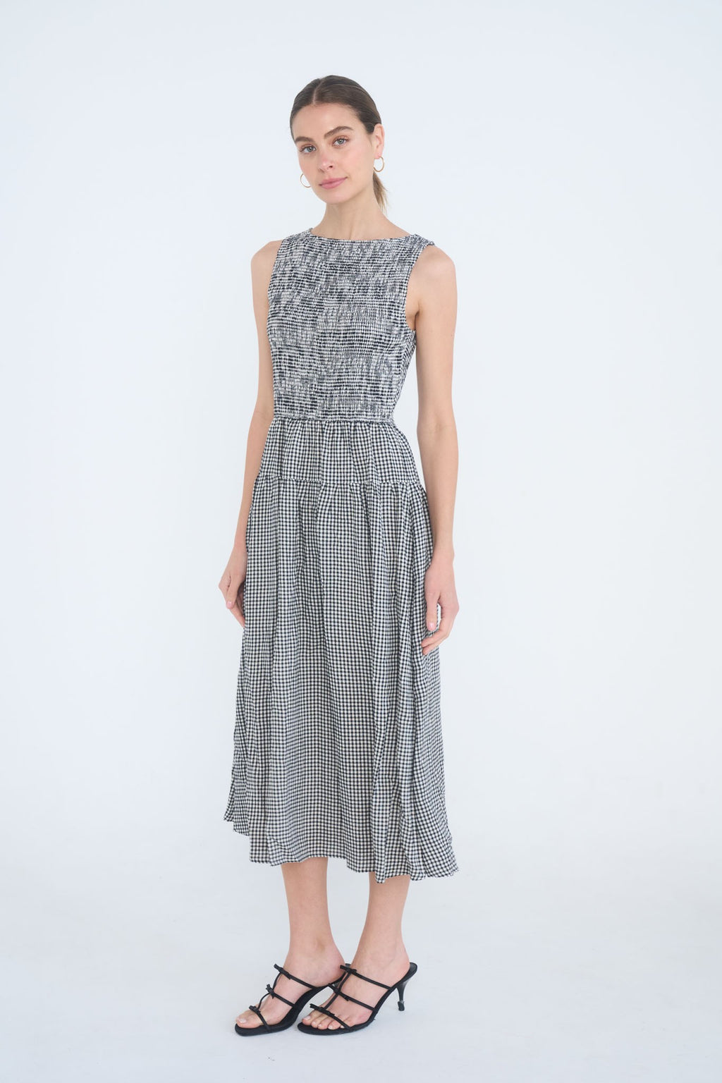 BP Gingham Tiered Midi Dress