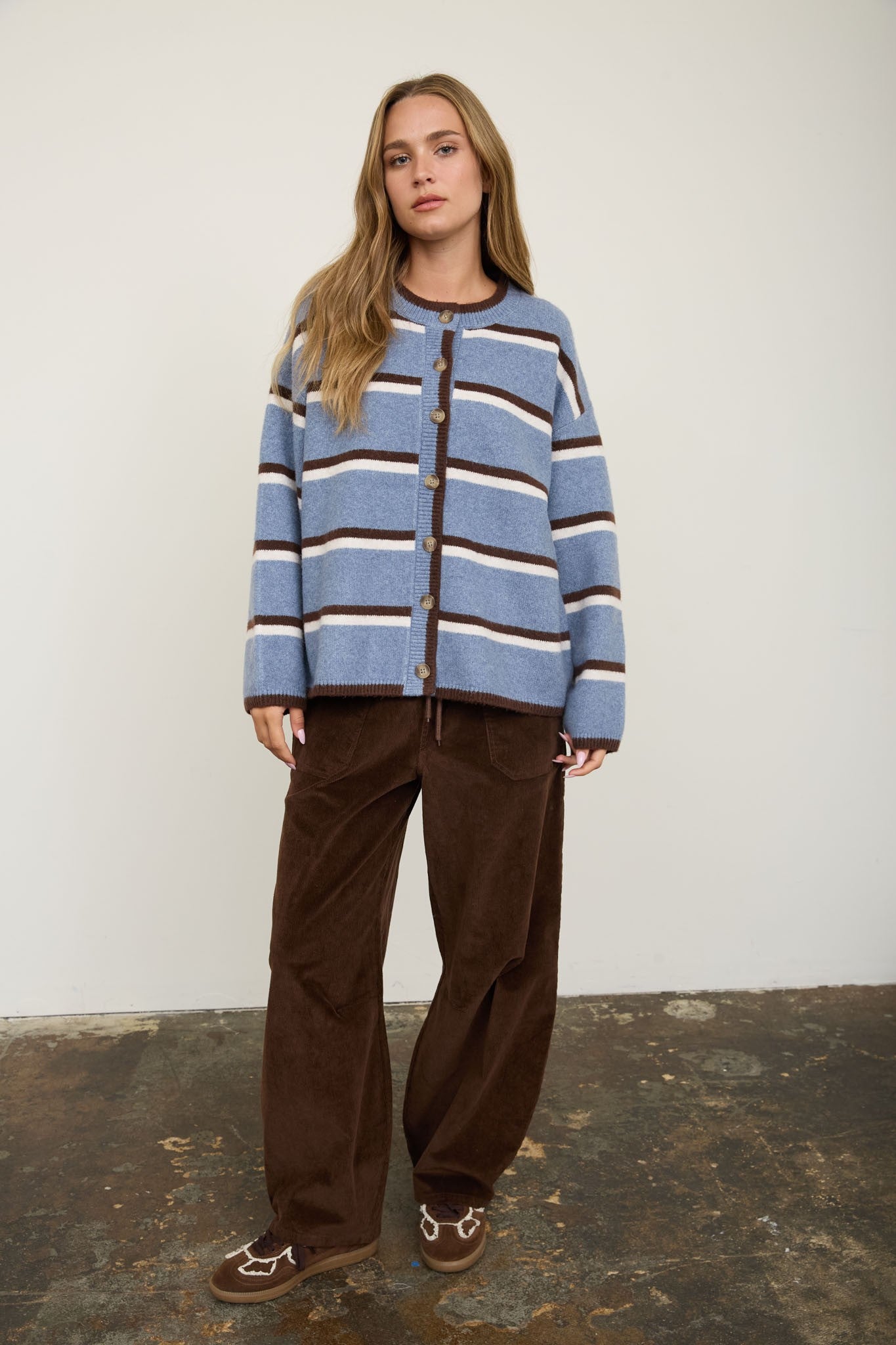 BP Heathered Stripe Knit Cardigan