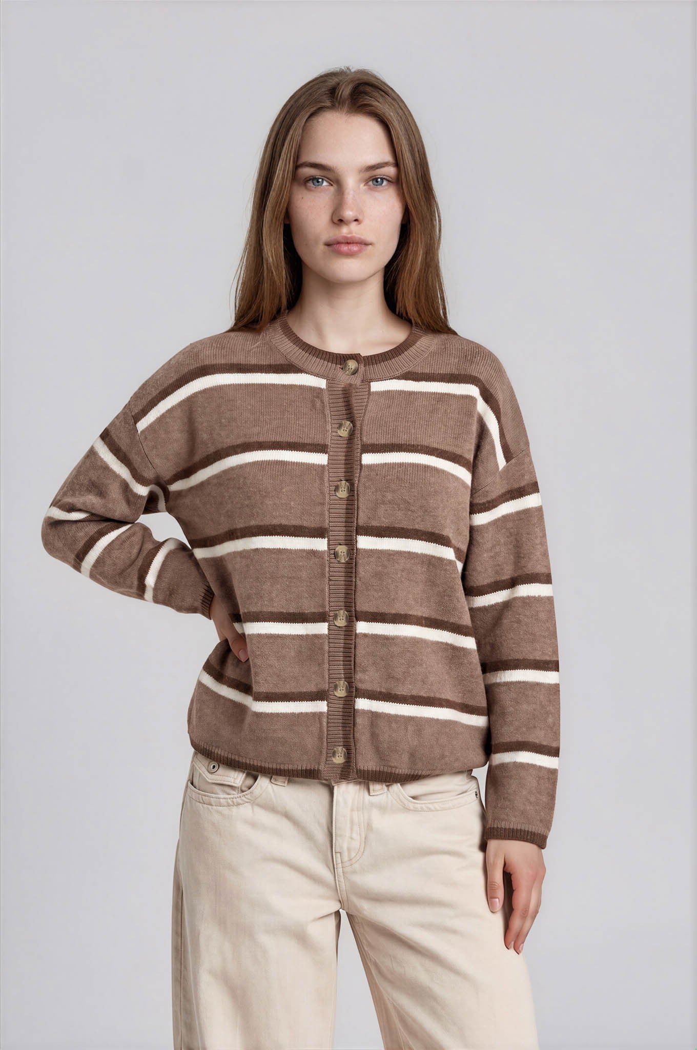 BP Heathered Stripe Knit Cardigan
