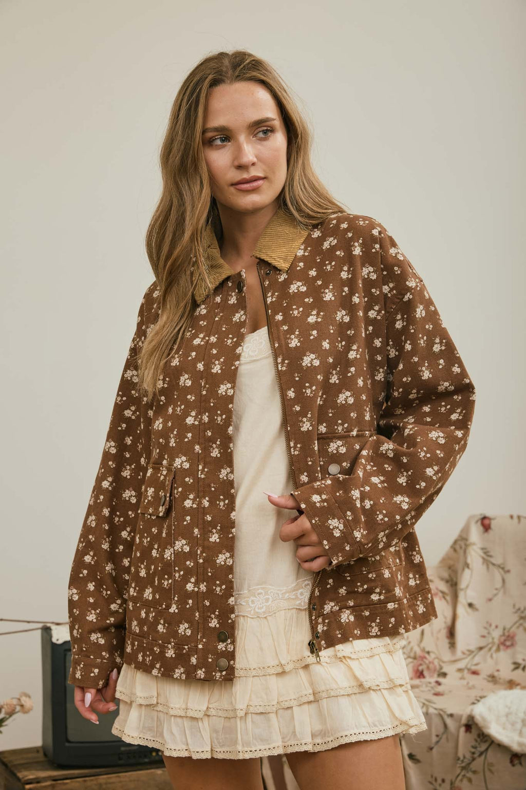 BP Floral Corduroy Jacket
