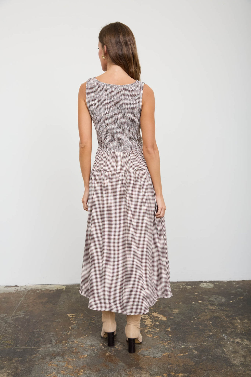 BP Gingham Tiered Midi Dress