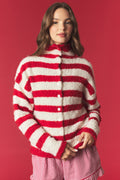 PL Stripe Mockneck Cardigan