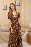 BP Brown Floral V-neck Midi