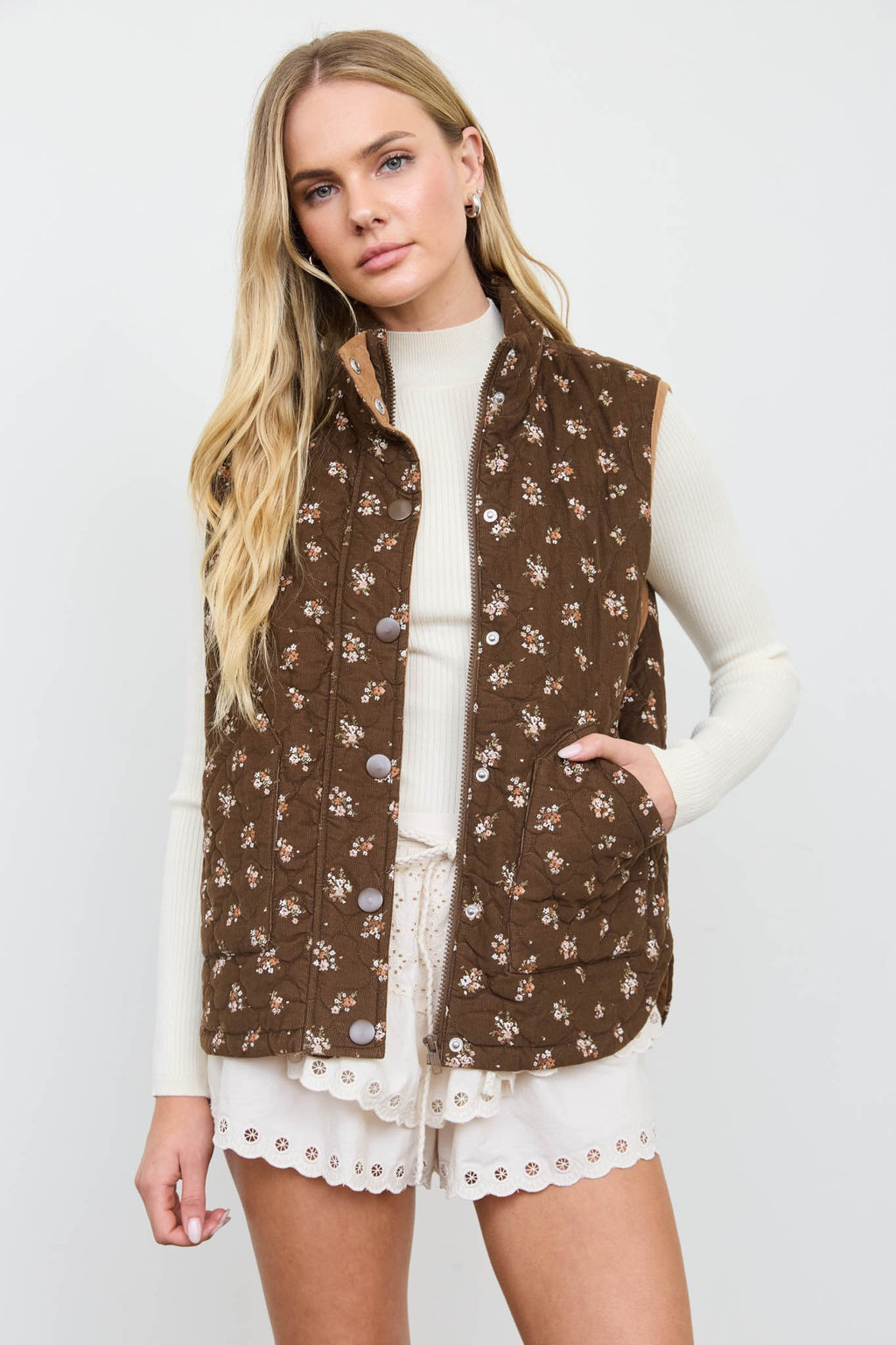 BP Floral Quilted Vest