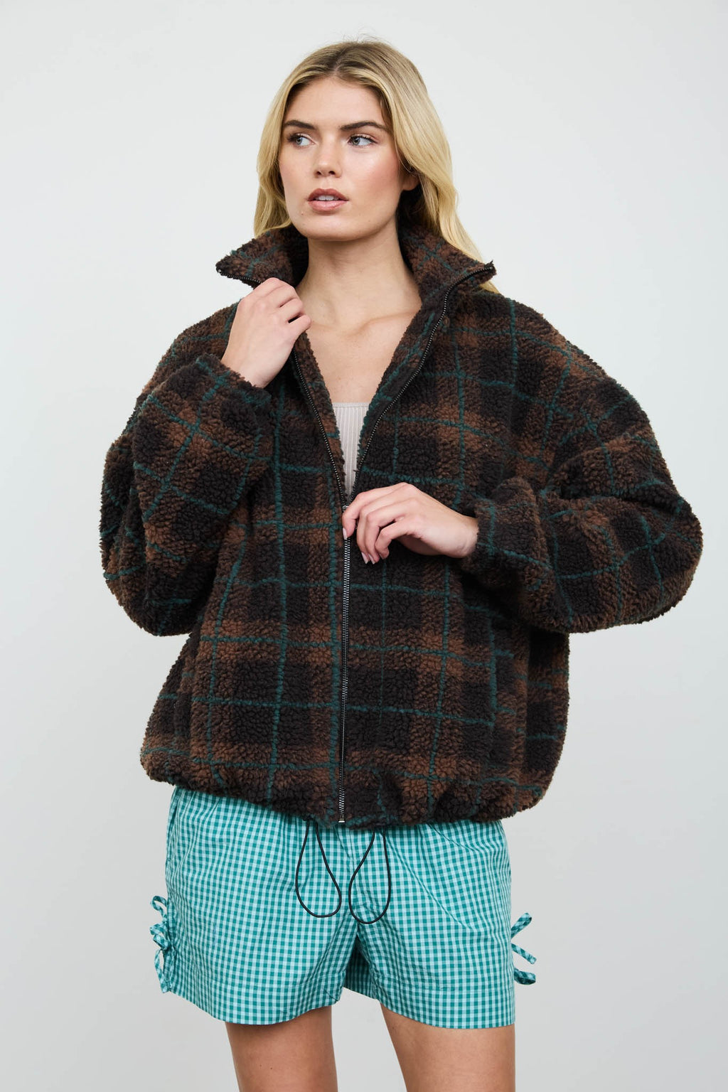 BP Plaid Sherpa Bomber