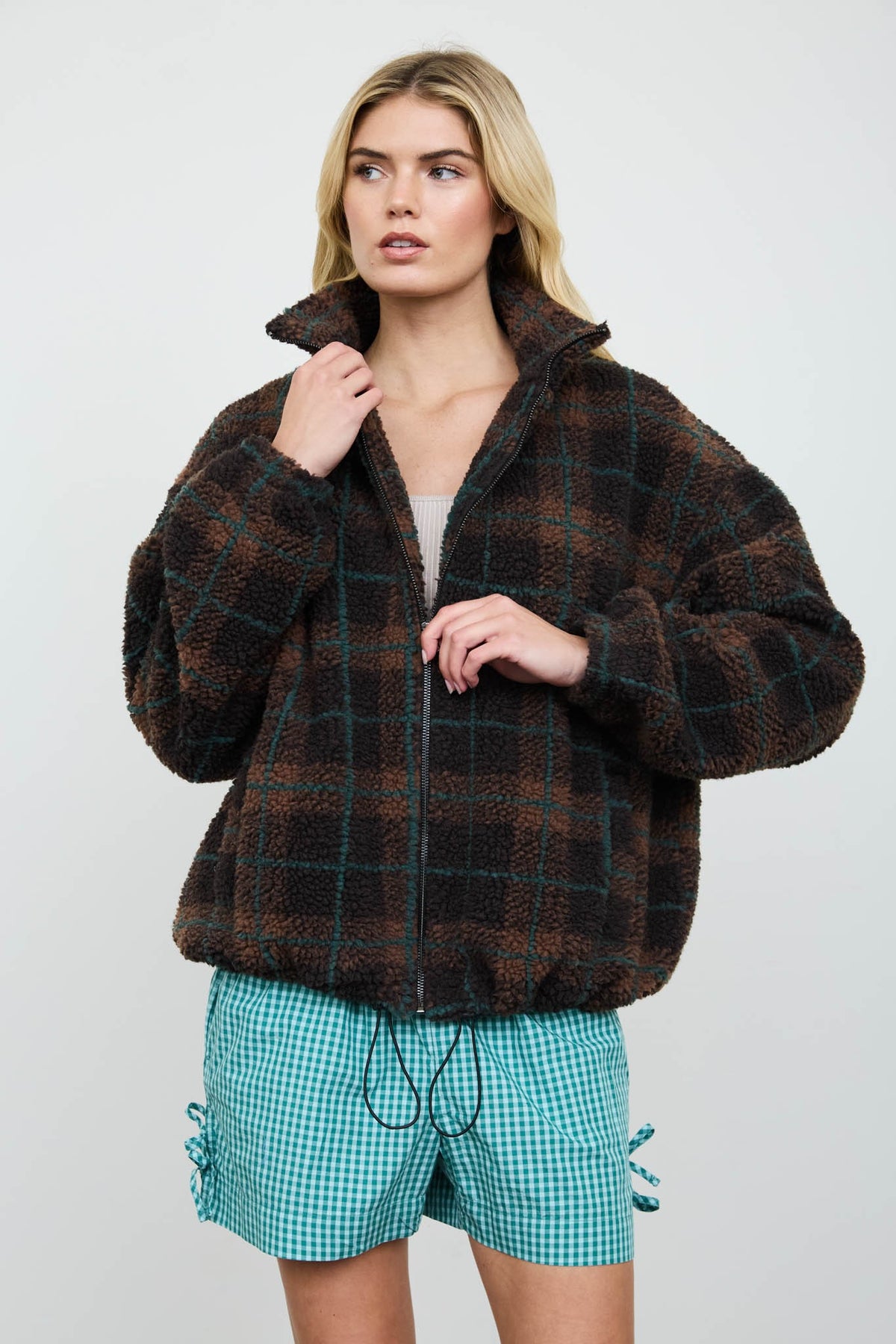 BP Plaid Sherpa Bomber