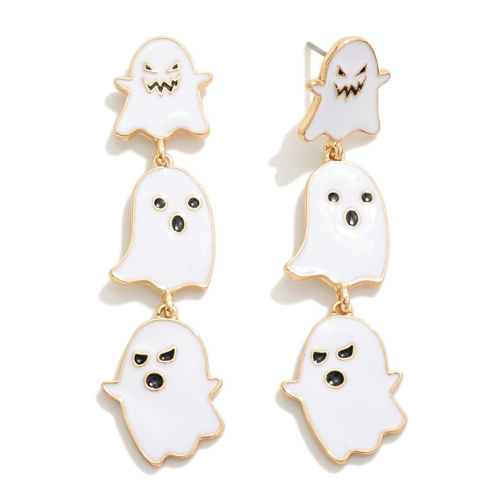 Linked Enamel Ghost Earring