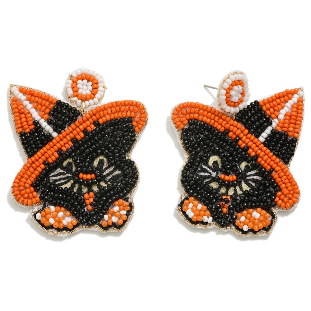 Beaded Cat Earring