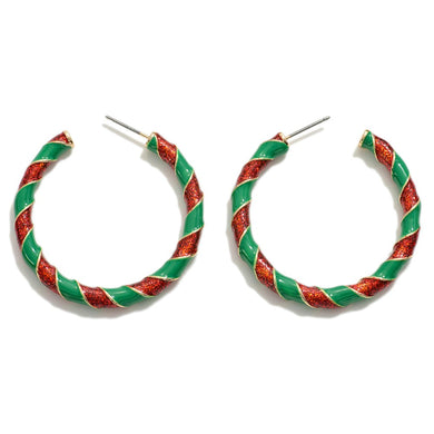 Green/Red Glitter Hoops