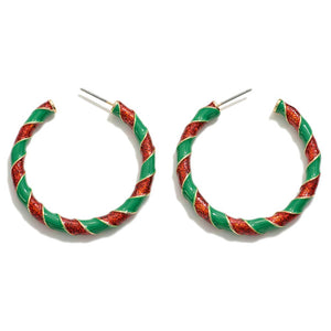Green/Red Glitter Hoops