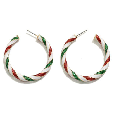 Red/Green/White Hoop Earrings