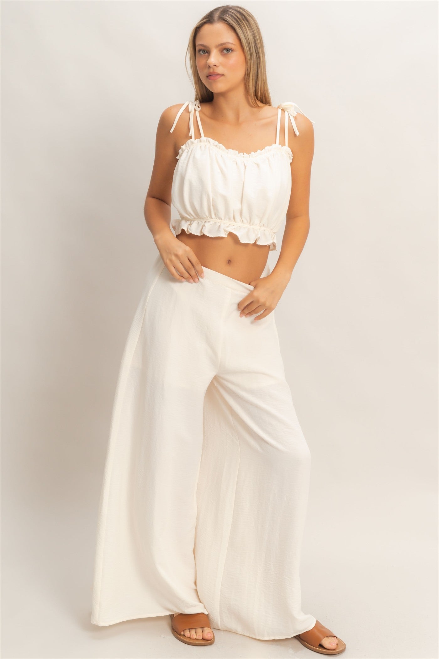 HF Ruffled Wide Leg Pant Set