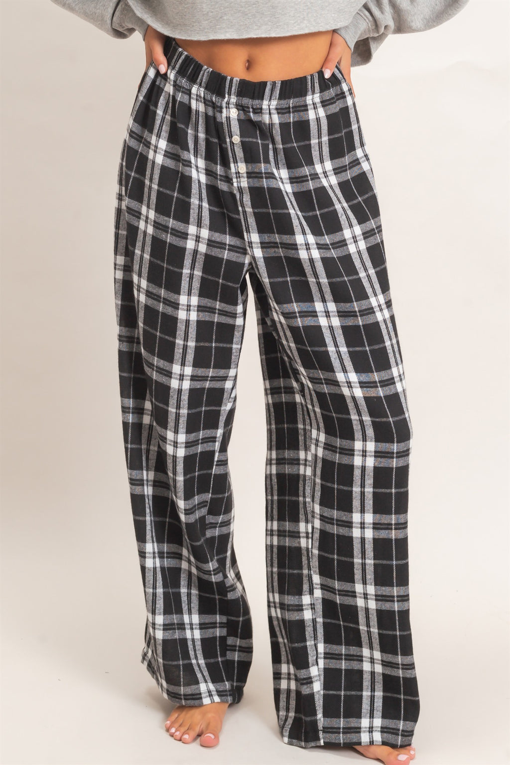 DZ Plaid Button Front Pants