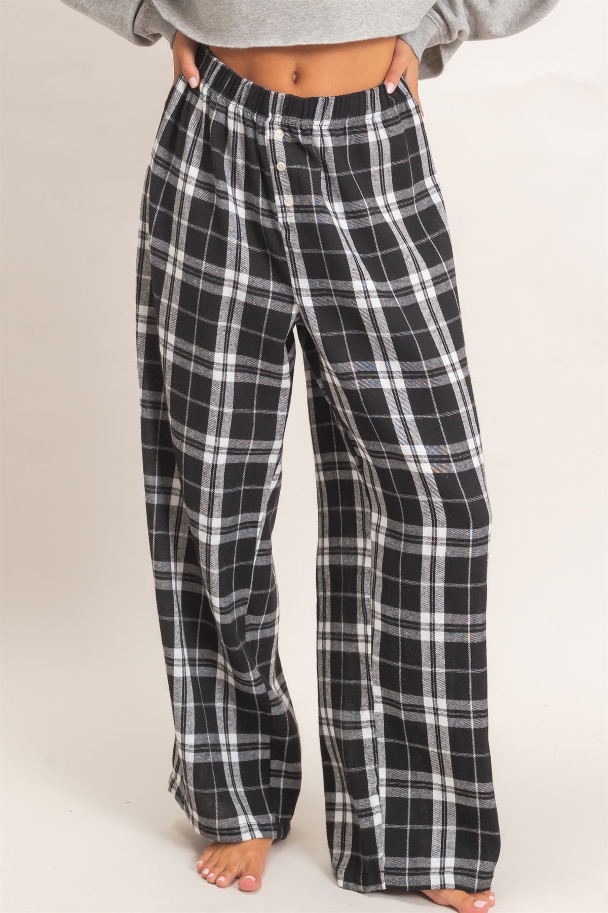 DZ Plaid Button Front Pants