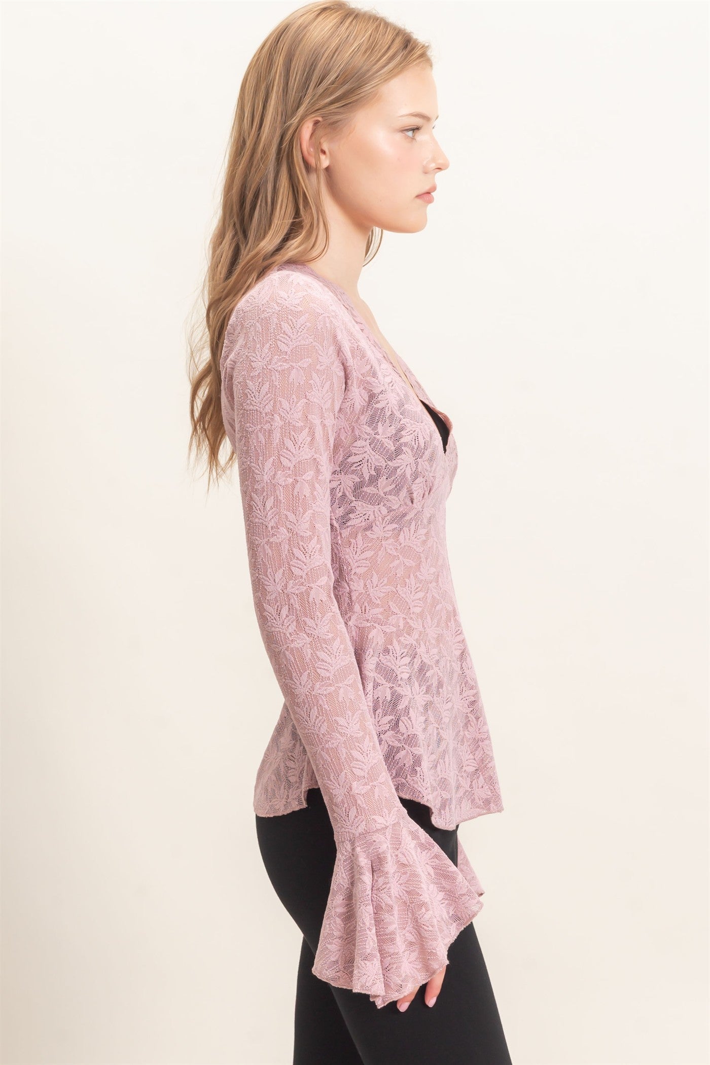 HF Lace V-neck Flare Top
