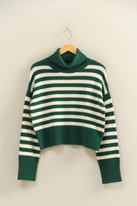 HF Stripe Cropped Turtleneck