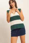HF Vneck Striped Sweater Vest